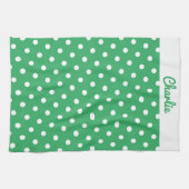 Groene Stippenpatroon Stijlvol Gepersonaliseerd Theedoek (Horizontaal)