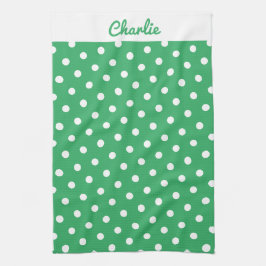 Groene Stippenpatroon Stijlvol Gepersonaliseerd Theedoek