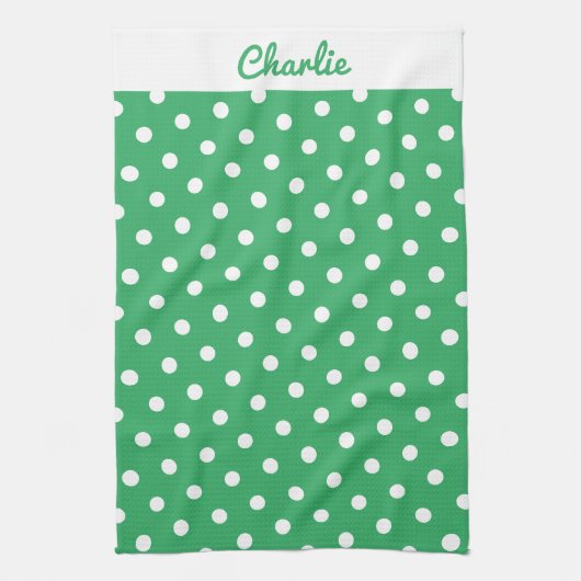 Groene Stippenpatroon Stijlvol Gepersonaliseerd Theedoek (Verticaal)