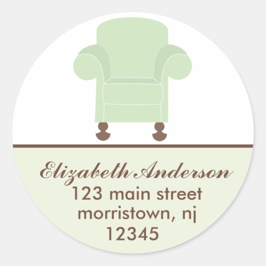 Groene stoel Adresetiketten Ronde Sticker (Voorkant)