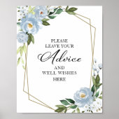 Groene Stof Blauw Advies- en Gelukwensenbord Poster (Voorkant)