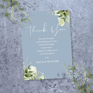 Groene Stof Blauw Baby Shower Gedicht Bedankkaart