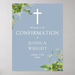 Groene Stof Blauw Bevestigings Welkom Bord Poster