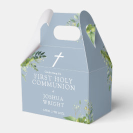 Groene Stof Blauw Eerste Heilige Communie Bedankdoosjes