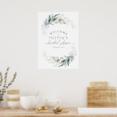 Groene Stof Blauw Elegant Bruidsfeest Poster (Keuken)