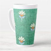 Groene stof met bloemen latte mok (Linkerhoek)