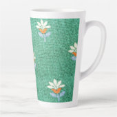 Groene stof met bloemen latte mok (Rechts)