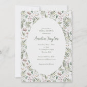 Groene Stof Pink Botanische Boho Bruiloftsborrel Kaart (Voorkant)