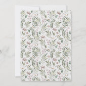 Groene Stof Pink Botanische Boho Bruiloftsborrel Kaart (Achterkant)