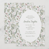 Groene Stof Pink Botanische Boho Bruiloftsborrel Kaart (Voorkant / Achterkant)
