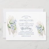 Groene & Stofblauwe Eucalyptus Rustieke Houten Bru Kaart (Voorkant)