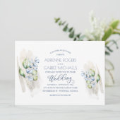 Groene & Stofblauwe Eucalyptus Rustieke Houten Bru Kaart (Staand voorkant)