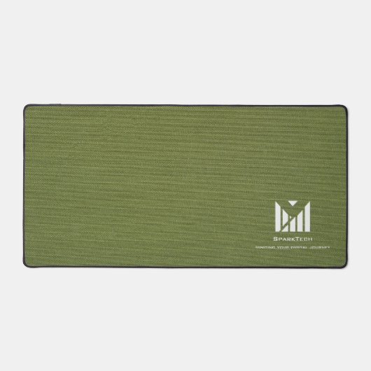 Groene Stoffentextuur Elegant Monogram Logo Custom Bureaumat (Voorkant)