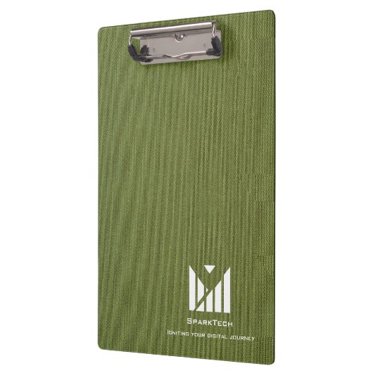 Groene Stoffentextuur Elegant Monogram Logo Custom Klembord (Links)