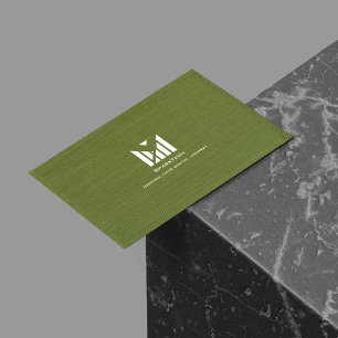 Groene Stoffentextuur Elegant Monogram Logo Custom Visitekaartje