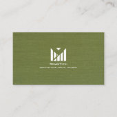 Groene Stoffentextuur Elegant Monogram Logo Custom Visitekaartje (Voorkant)