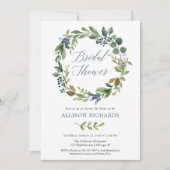 Groene stoffige blauwe bloemenkrans rustieke bruid kaart (Voorkant)