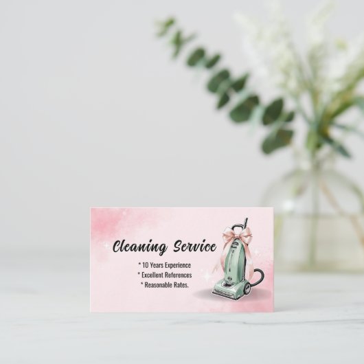 Groene Stofzuiger Huis schoonmaakdiensten Visitekaartje (Staand voorkant)