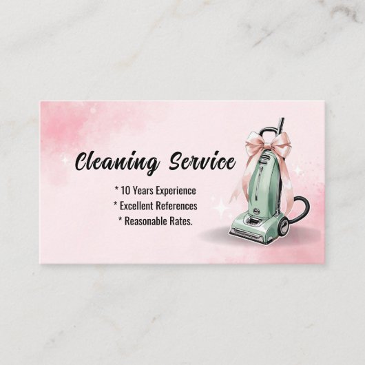 Groene Stofzuiger Huis schoonmaakdiensten Visitekaartje (Voorkant)