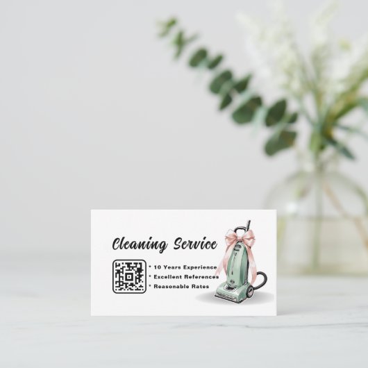 Groene Stofzuiger Huis schoonmaakdiensten Visitekaartje (Staand voorkant)