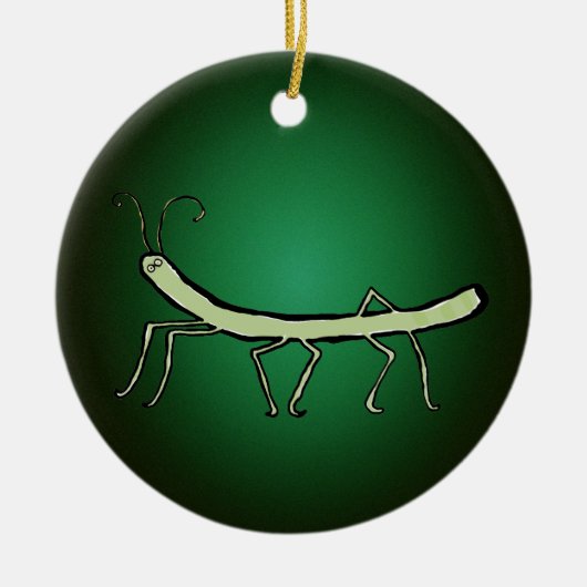 groene stokinsect keramisch ornament (Voorkant)