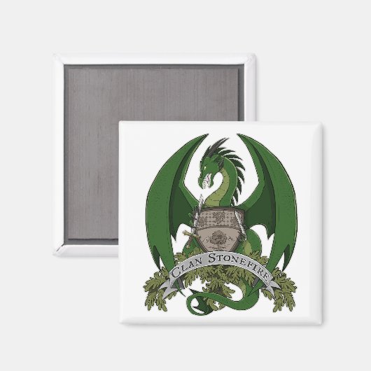 Groene Stonefire Draken Crest Magnet (Voorkant / Achterkant)