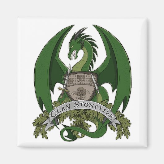 Groene Stonefire Draken Crest Magnet (Voorkant)