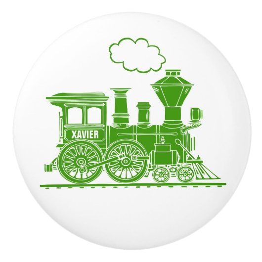 Groene stoomtrein aangepaste kunstdeurknop keramische knop (Voorkant)