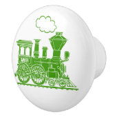 Groene stoomtrein aangepaste kunstdeurknop keramische knop (Rechts)