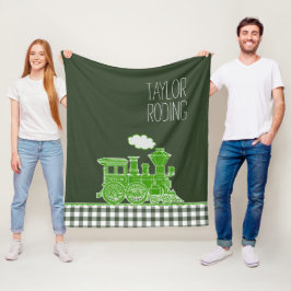 Groene stoomtrein die stoom uitblaast fantasie gra fleece deken