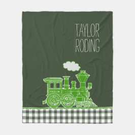 Groene stoomtrein die stoom uitblaast fantasie gra fleece deken