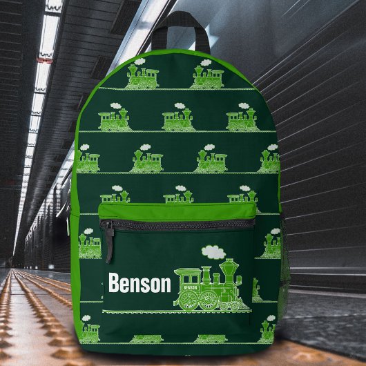 Groene stoomtrein kinderen genoemd bedrukte rugzak