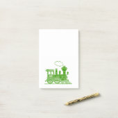Groene stoomtrein met de naam Graphic Post merkt h Post-it® Notes (Op bureau)