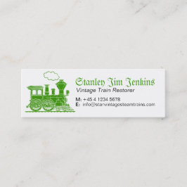 Groene stoomtrein restaurateur magere visitekaart mini visitekaartje
