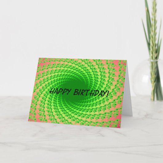 Groene Stralen, Abstracte Verjaardags Digitale Kun Kaart (Voorkant)