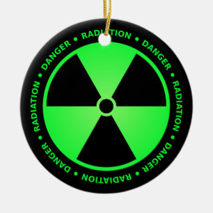 Groene stralingswaarschuwing keramisch ornament
