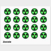 Groene stralingswaarschuwing ronde sticker (Vel)