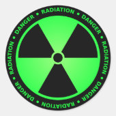 Groene stralingswaarschuwing ronde sticker (Voorkant)