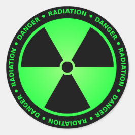 Groene stralingswaarschuwing ronde sticker