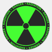 Groene stralingswaarschuwing ronde sticker (Voorkant)