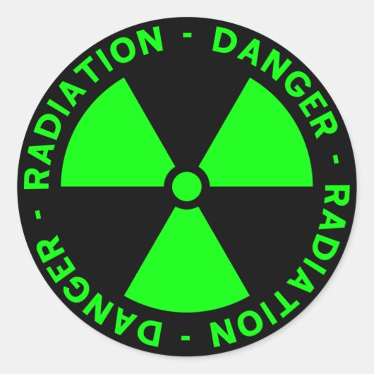 Groene stralingswaarschuwing ronde sticker (Voorkant)