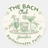Groene Strand Cocktail Bachelorette Weekend Ronde Sticker (Voorkant)