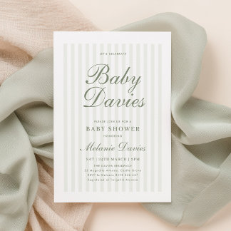 Groene Streep Baby Shower Geslacht Neutraal Kaart