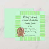 Groene Streep Baby Shower Uitnodiging (Voorkant / Achterkant)