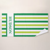 Groene Streep Badhanddoek met Aangepaste Naam (Badhanddoek)