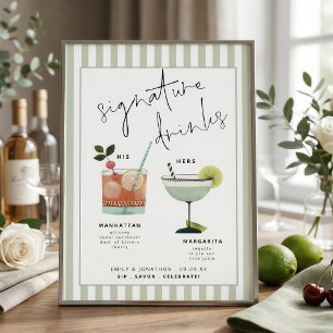 Groene Streep Bar Handtekening Dranken Cocktails K Kaart