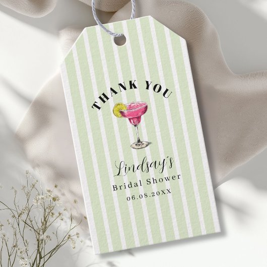 Groene Streep Cocktail Bruidsfeest Cadeaulabel