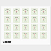 Groene Streep Cocktail Bruiloft Vierkante Sticker (Vel)