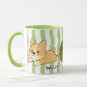 Groene Streep Corgi Foto Mok Ontwerp (Links)