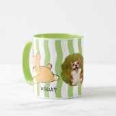 Groene Streep Corgi Foto Mok Ontwerp (Voorkant links)